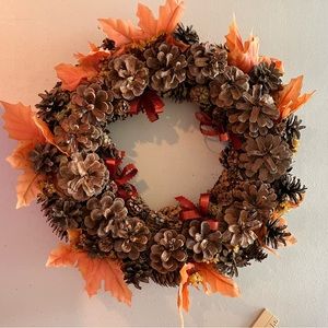 Handcrafted Fall Pinecone Wreath/ center piece, 14 inches